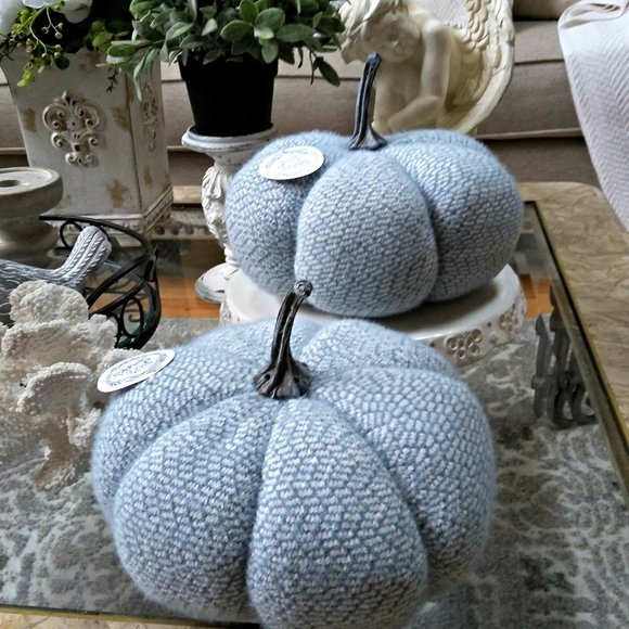 Boutique Other - NEW! FARMHOUSE Cottage BLUE Pillow PUMPKINS